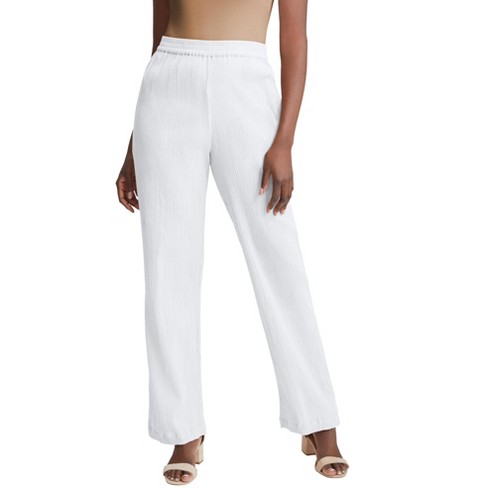 Jessica London Women's Plus Size Wide Leg Gauze Pant - 12 W, White : Target