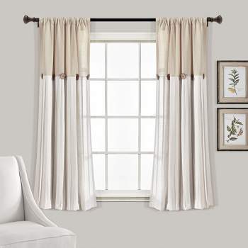 Linen Button Window Curtain Panel Linen Single 40X45