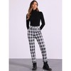 Allegra K Women's Plaid Tartan High Waisted Button Casual Pants - 3 of 4