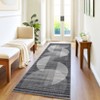 Machine Washable Area Rugs Modern Abstract Indoor Mat Non Shedding Neutral Throw Rugs Foldable Geometric Strip Thin Floor Cover for Living Room - 4 of 4