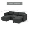 Ainfox 3-Seat Sofa And 2 Ottoman Sofa Dark Grey - 2 of 4
