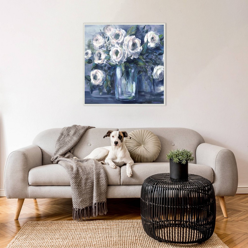 Photos - Other Decoration Amanti Art 30"x30" Indigo and White Blooms in Mason Jar by Tre Sorelle Studios Framed Canvas