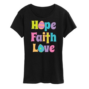 Women's - Instant Message - Hope Faith Love Short Sleeve Graphic T-Shirt - 1 of 4