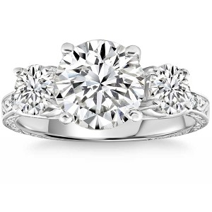 Pompeii3 Certified 3.58Ct Designer Engagement Round Diamond Ring White Gold Lab Created - Size 7 - 1 of 4