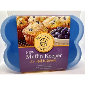 Fresh Keeper Reusable Air Tight Muffin Storage Container: BPA-Free, Microwave & Dishwasher Safe, Blue, 2-Piece Set - 1 of 4