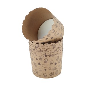 Unique Bargains Disposable Baking Cups Wood Pulp Paper PE Coating Reddish Brown Khaki 2.76"x2.17" 50 Pcs - 1 of 4