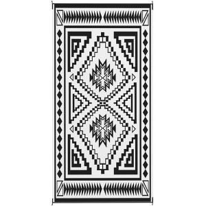 NAYSAYE Outdoor Rug Reversible Waterproof Plastic Straw Mat 9' x 18' with Carry Bag for Patio Garden and Travel, Black and White - 1 of 4