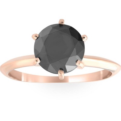 Pompeii3 2 Ct Black Diamond Solitaire Engagement Ring 14k Rose Gold ...