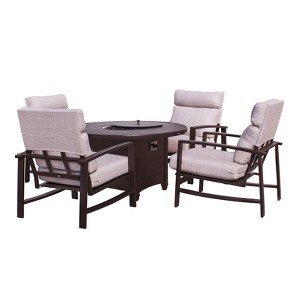 Courtyard Casual Santorini 5 pc Firepit Seating Group  Includes:  One 48" Round Fire Pit and 4 Santorini Club Chairs - 1 of 4