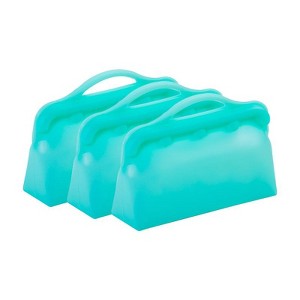 3 Pack Reusable Silicone Food Storage Snacks Bags, Dishwasher and Microwave Safe, Plastic and BPA Free by Innovative Technology Products Corp - 1 of 4