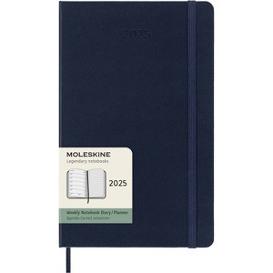 Moleskine 2025 Weekly/Monthly Planner 5.125"x8.25" Large Hardcover Blue: Pocket Calendar, Ribbon Marker, Elastic Closure - 1 of 4