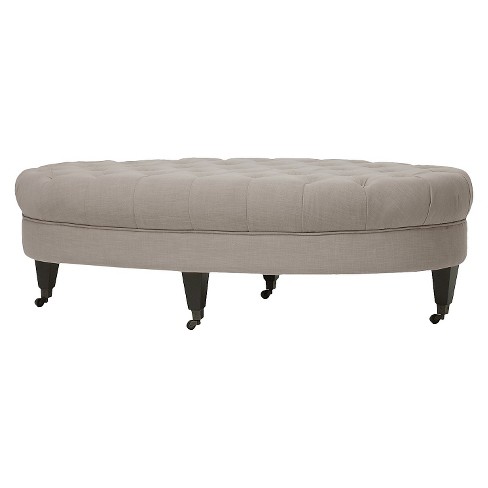 Brighton Linen Modern Tufted Ottoman Beige Baxton Studio Target