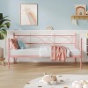 Twin Size Daybed with Trundle - Metal Daybed Frame with Steel Slats, Headboard & Roll-Out Bed, Space-Saving Sleeper Sofa - 2 of 4