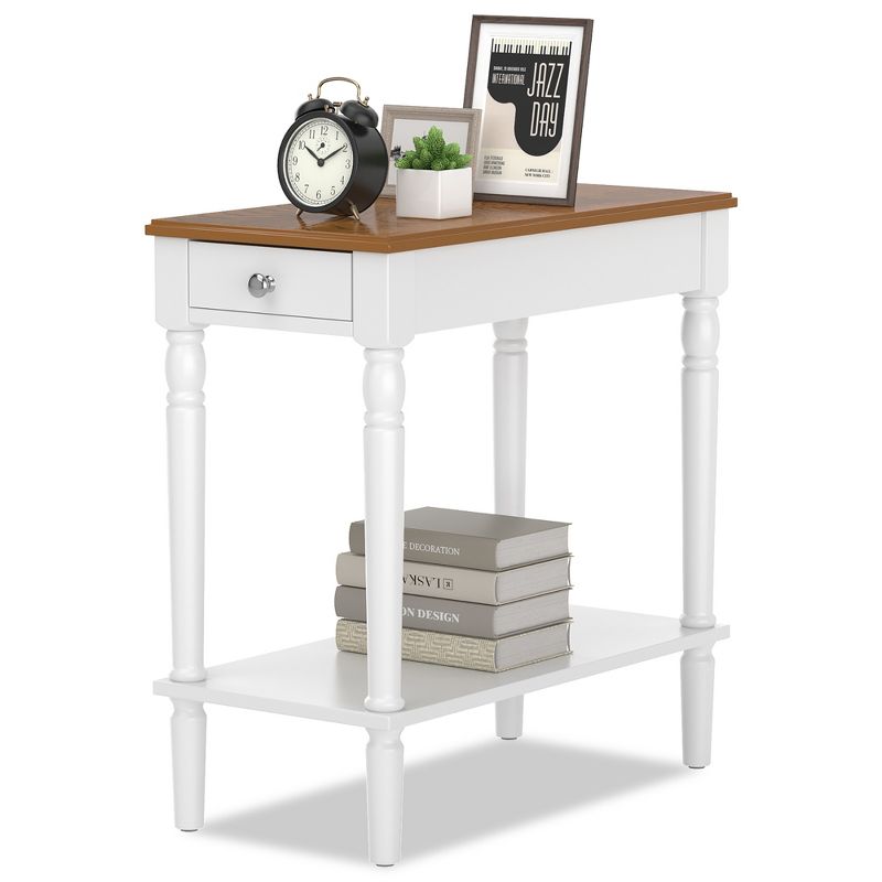 Costway 2-tier End Side Narrow Table Nightstand w/ drawer for Living Room Bedroom, 1 of 11