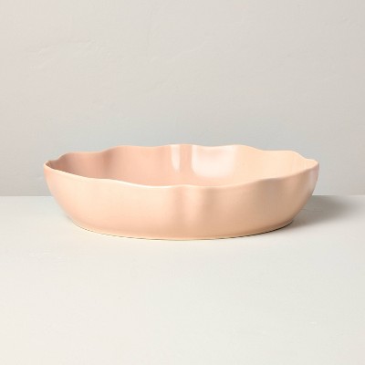 Scalloped Stoneware Shallow Serving Bowl Blush - Hearth & Hand™ with Magnolia