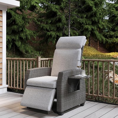 Patio Wicker Outdoor Recliner with Independently Adjustable Backrest & Footrest