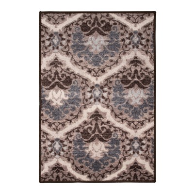 Vintage Floral Damask Non-Slip Washable Indoor Runner or Area Rug by Blue Nile Mills