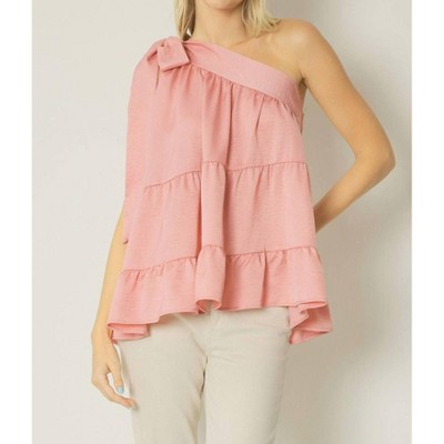 Women's Satin One Shoulder Top - entro