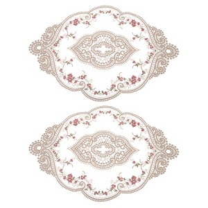 Unique Bargains Polyester Oval Embroidered Vintage Absorbent Coasters 2 Pcs - 1 of 4