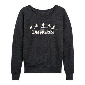 Women's - How To Train Your Dragon - Dragons Lightweight French Terry Wide Neck Long Sleeve Graphic Shirt - 1 of 4
