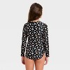 Girls' Long Sleeve Daydream Ditsy One Piece Swimsuit - Cat & Jack™ Black - 2 of 3