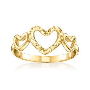 Ross-Simons 10kt Yellow Gold Diamond-Cut Heart Ring - 1 of 4