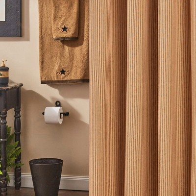 Sturbridge Red and Tan Striped Fabric Shower Curtain