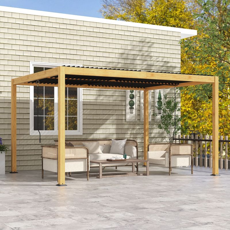 Outsunny 10' x 13' Louvered Pergola with Adjustable Roof, Aluminum Hardtop Gazebo for Patio, Deck, Garden, Yard, Beach, 3 of 7