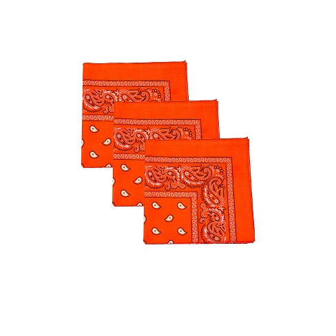 Mechaly Paisley 100% Cotton Bandanas - 3 Pack - Neon Orange - One Size ...