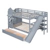NicBex Full Size Bunk Bed Castle Shape Loft Bed with 2 Drawers, 3 Shelves, Storage Stairs, Slide and Guardrail, No Box Spring Required - 3 of 4