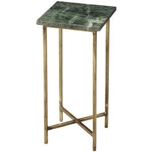 HomeRoots 21" Green and Gold Marble Drink Size Square End Table - 1 of 4