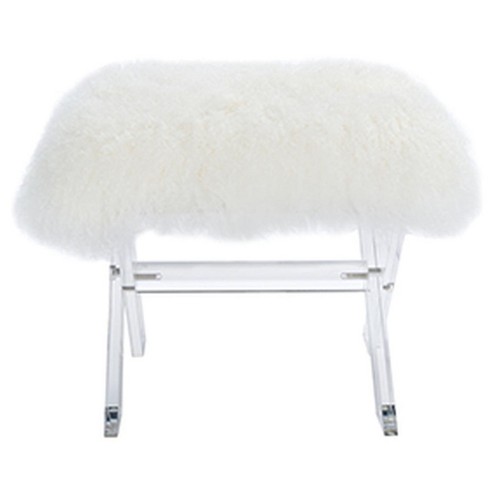 Coraline Sheepskin Ottoman White Safavieh Target