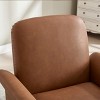 Lyngins Swivel Accent Chair with Wood Base,Upholstered Swivel Reading Chair with Curved Armrest,Linen Sofa Chair for Bedroom,Living Room - 4 of 4