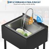 26 Inch Commercial Stainless Steel Utility Sink, Freestanding Stainless Steel Kitchen Sink with Hot & Cold Water Faucet, Drain Basket, Black - 3 of 4