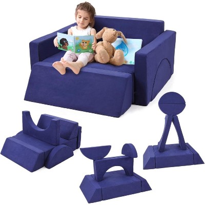 7Pcs Kids Play Couch, Modular Kids Sofa Toddler Couch, Multifunctional Play Couch Convertible Sofa Play Set for Playroom Nursery