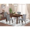 5-Piece Mahogany Finish Solid Wood Top-Rectangular Upholstered Dining Room Set-Seats 4 - 2 of 4
