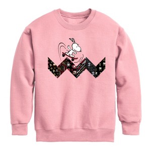 Boys' - Peanuts - Snoopy Skating Pattern Graphic Long Sleeve Fleece Sweatshirt - 1 of 4