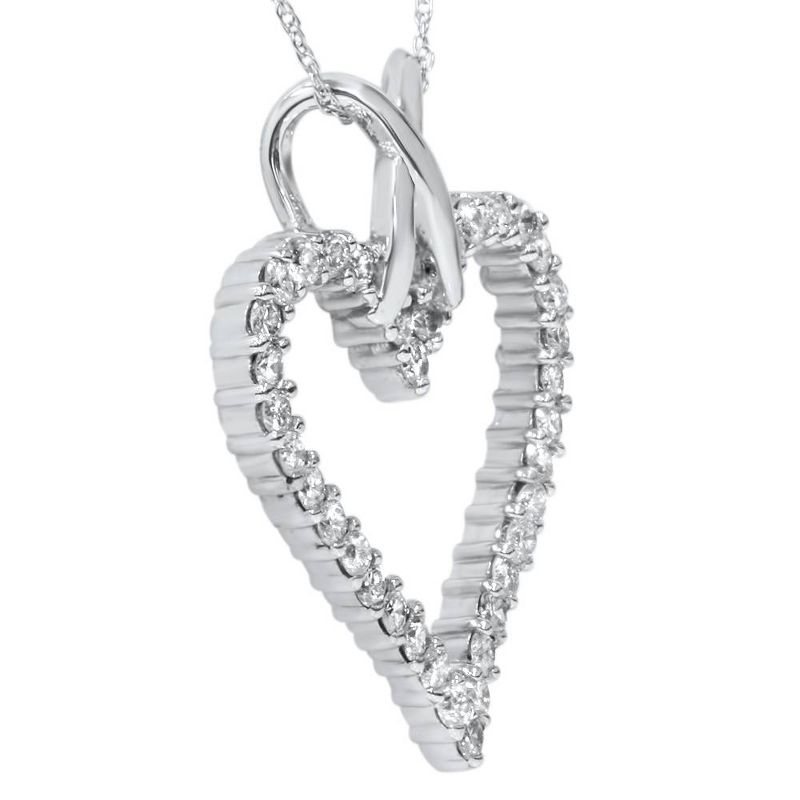 Pompeii3 1 1/10ct Diamond Heart Pendant Necklace in 14K White, Yellow or Rose Gold 1 1/4", 2 of 6
