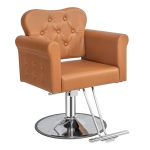 Karl Home Black Gold Heavy Duty Hydraulic Swivel Hair Stylist Salon Chair with Button Tufting - 1 of 4