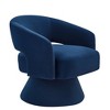 29.50"Modern Swivel Barrel Chair, Upholstered Velvet Round Accent Chairs,360 Degree Comfy Swivel Chair with Open Backrest, Beige - 3 of 4
