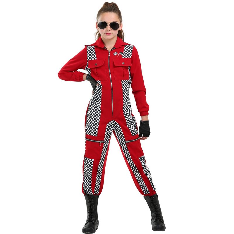 HalloweenCostumes.com Racer Jumpsuit Costume for Girls, 5 of 6