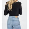 Women's COWL NECK LONG SLEEVE CROP TOP - Blue Blush - 4 of 4