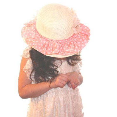 Mi Amore Gigi Polka Dot & Flower Brim Hat+OSFM+Off-White