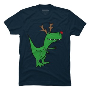 Men's Design By Humans Cool Funny Christmas T-Rex Dinosaur with Antlers By SmileToday T-Shirt - 1 of 4