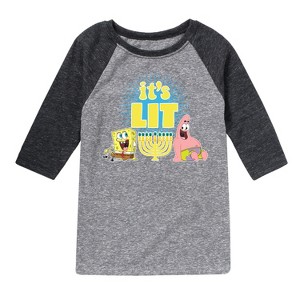 SpongeBob SquarePants It's Lit Hanukkah  - Athletic Heather/Heather Black - 5T - 1 of 4