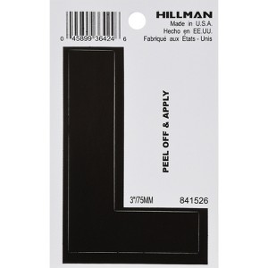 Hillman 3 in. Black Vinyl Self-Adhesive Letter L 1 pc (Case of 6) - 1 of 1