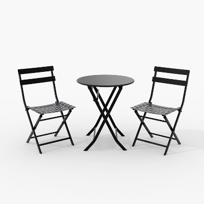Garvee 3-Piece Patio Bistro Set, Folding Bistro Table and Chairs with Premium Iron Frame, Outdoor Conversation Set Set for Balcony Porch Yard Garden