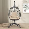 Rattan Swing Egg Chair with Stand and Cushion for Indoor/Outdoor Use - 3 of 4