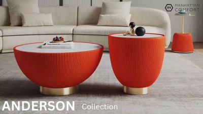 Modern Orange Steel Coffee and End Table Set