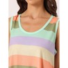 cheibear Women's Rainbow Stripe Tank Tops with Shorts Pajama Sets with Pockets - 4 of 4